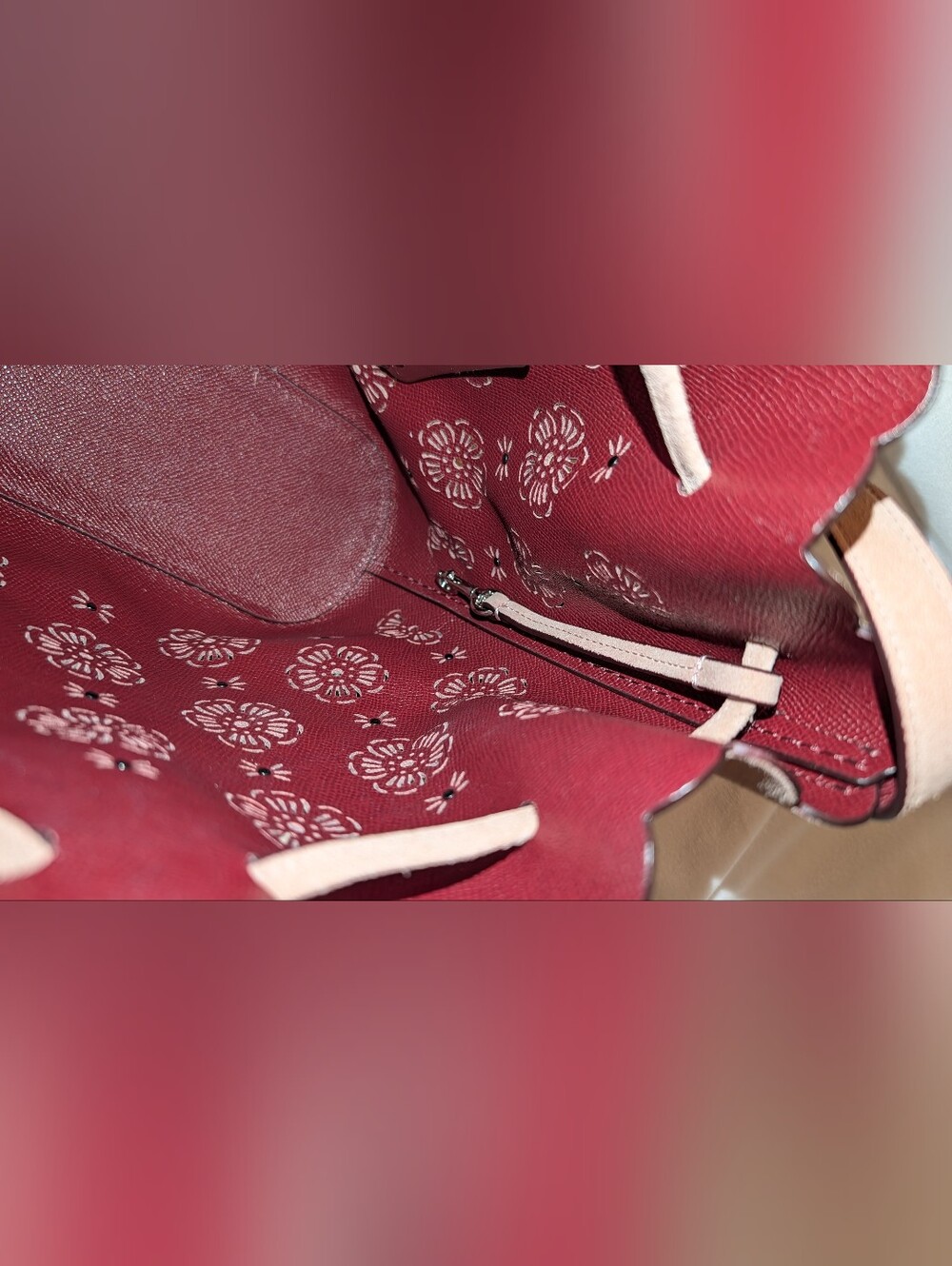 Coach Bucket Bag 18 w/ Cut Out TEA ROSE Suede Crossbody 25193 Pink Rose VGUC - Picture 7 of 14